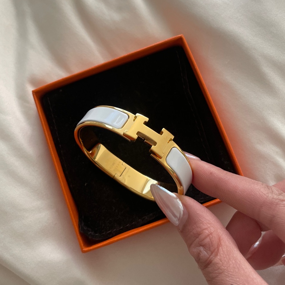 Hermes Clic H bracelet PM White and gold